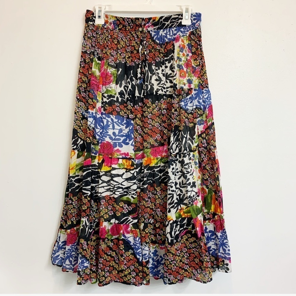 Keren Hart Bohemian Floral Midi Flowy Skirt